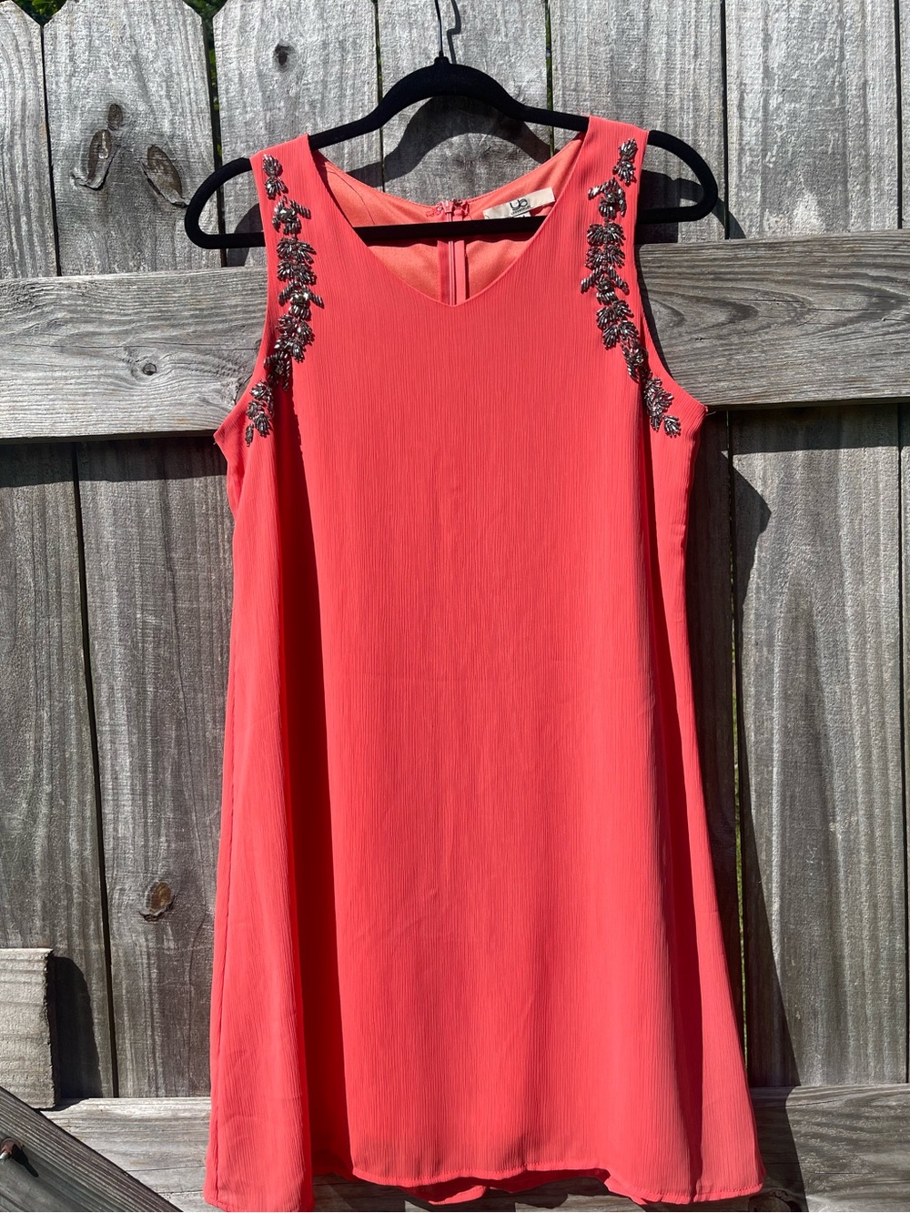 Ya Los Angeles Coral Sleeveless Embellished Mini Dress Sz M